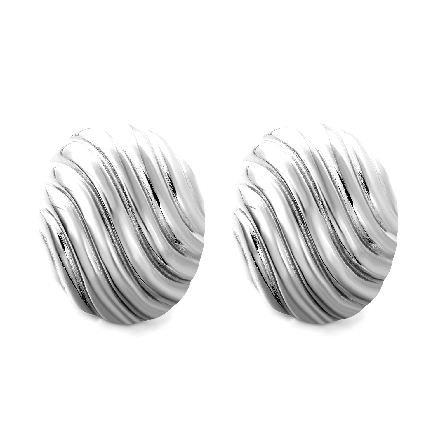 Oval Stripe Earrings 27.5*33.3mm asonjewelry